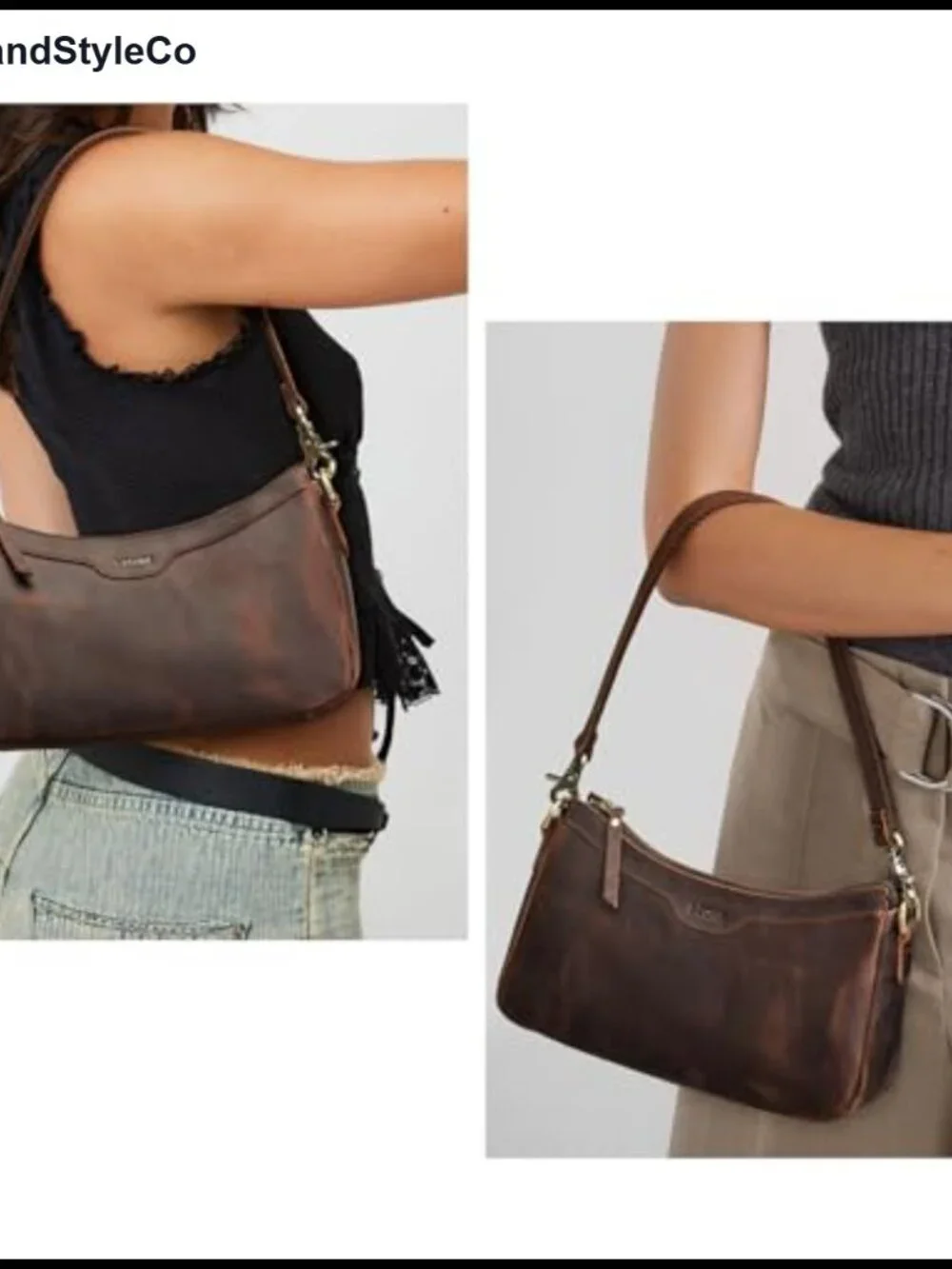Top Grain Leather Hobo Crossbody Bag with 2 Straps